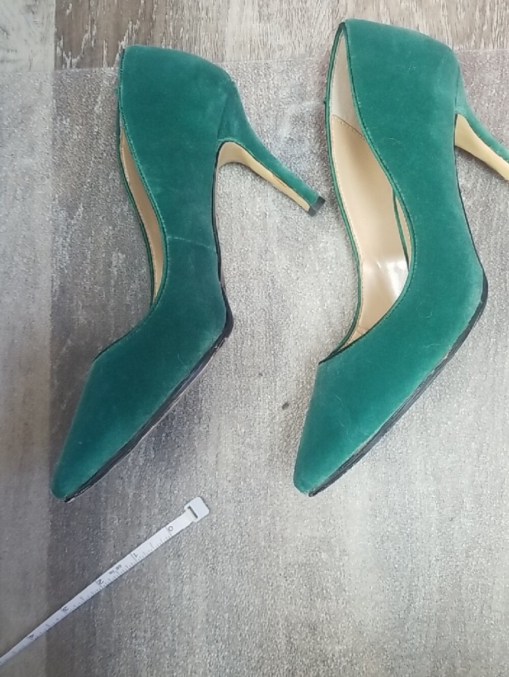 White House Black Market Green Velvet Pointed-Toe Pumps - Picture 2 of 6